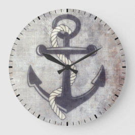 Reloj Redondo Grande Nautical Grungy Anchor Rustic Wall Clock