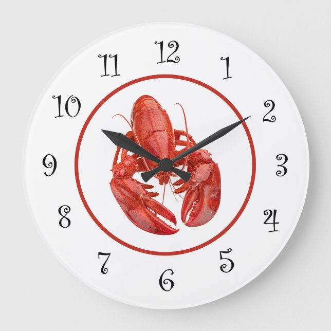 Reloj Redondo Grande Nautical Lobster Theme Wall Decor  (Anverso)