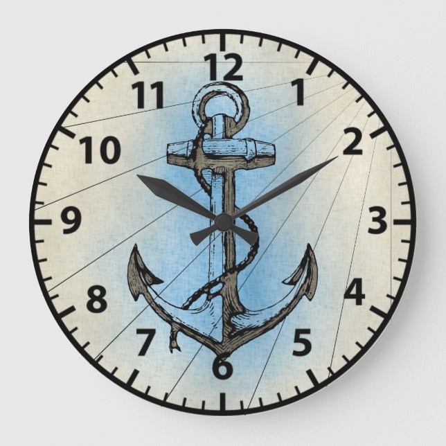 Reloj Redondo Grande Naval Nautical Beach Anchor (Anverso)