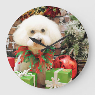 Reloj Redondo Grande Navidad - Bichon Frise - Harley
