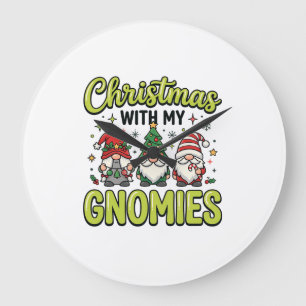 Reloj Redondo Grande Navidad Con Mi Diseño De Gnomos Gnome