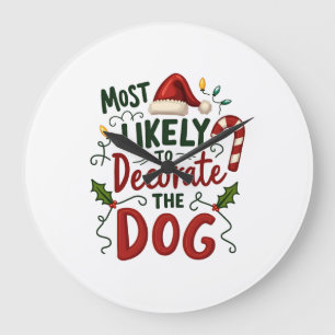 Reloj Redondo Grande Navidad Probablemente Decorar Perro Navidad Famili