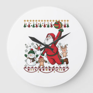 Reloj Redondo Grande Navidad Santa Claus Voleibol Muñeco de nieve Reno