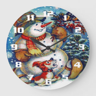 Reloj Redondo Grande Navidad vintage Frosty el muñeco de nieve y amigos