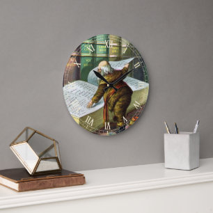 Reloj Redondo Grande Navidad Vintage, Lista de traviesos y buenos de Sa