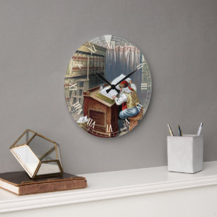 Reloj Redondo Grande Navidad Vintage, San Nicolás Buena o Mala Conducta