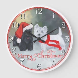 Reloj Redondo Grande Navidad Westie Scottie