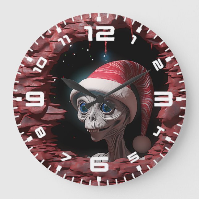 Reloj Redondo Grande navidades 3D Mars Alien (Anverso)