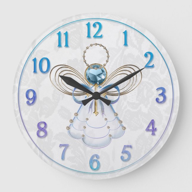 Reloj Redondo Grande Navidades azul Filigree Angel de Fe (Anverso)