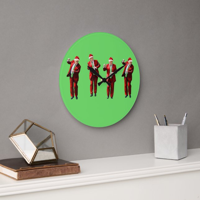 Reloj Redondo Grande Navidades bailarines de Donald Trump MAGA (Oficina)