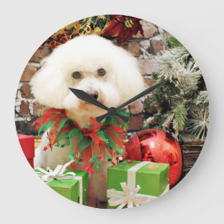 Reloj Redondo Grande Navidades - Bichon Frise - Harley