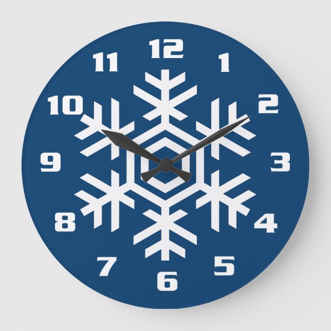 Reloj Redondo Grande Navidades clásicos y elegantes de copos de nieve (Anverso)