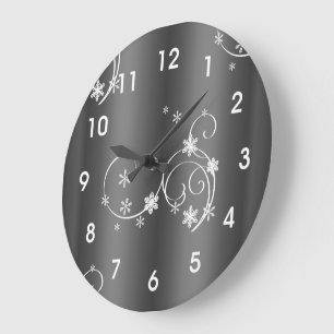 Reloj Redondo Grande Navidades de gris metálico