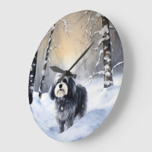 Reloj Redondo Grande Navidades de Havanese Let It Snow