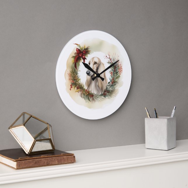 Reloj Redondo Grande Navidades de hebilla afgana escriben presentación  (Oficina)