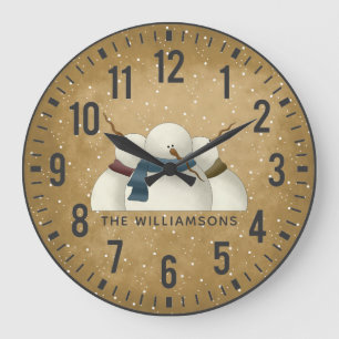 Reloj Redondo Grande Navidades de nieve rusos y primitivos