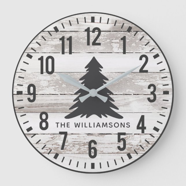 Reloj Redondo Grande Navidades de nombre de familia de Personalizados d (Anverso)