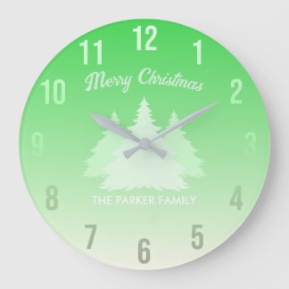 Reloj Redondo Grande Navidades de nombre de familia personalizado Monog