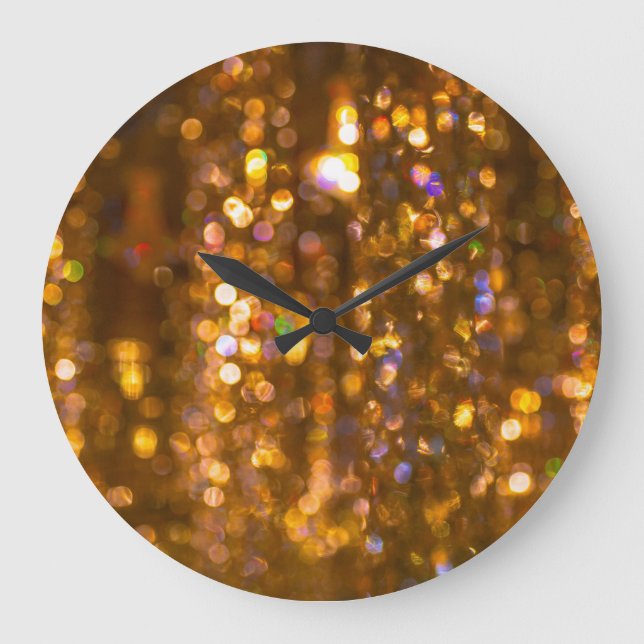Reloj Redondo Grande Navidades de oro: Antecedentes abstractos desenfoc (Anverso)