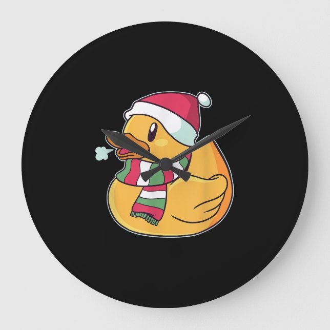 Reloj Redondo Grande Navidades de pato de cubo (Anverso)
