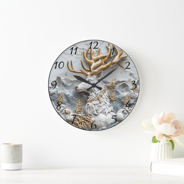 Reloj Redondo Grande Navidades de renos divertidos (Hogar)