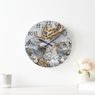 Reloj Redondo Grande Navidades de renos divertidos
