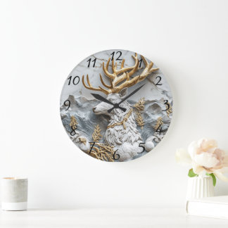 Reloj Redondo Grande Navidades de renos divertidos