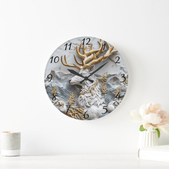 Reloj Redondo Grande Navidades de renos divertidos (Hogar)