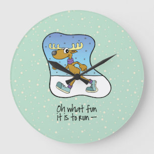 Reloj Redondo Grande Navidades de renos en ejercicio