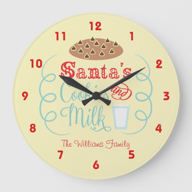 Reloj Redondo Grande Navidades de Santa Milk y Cookies (Anverso)