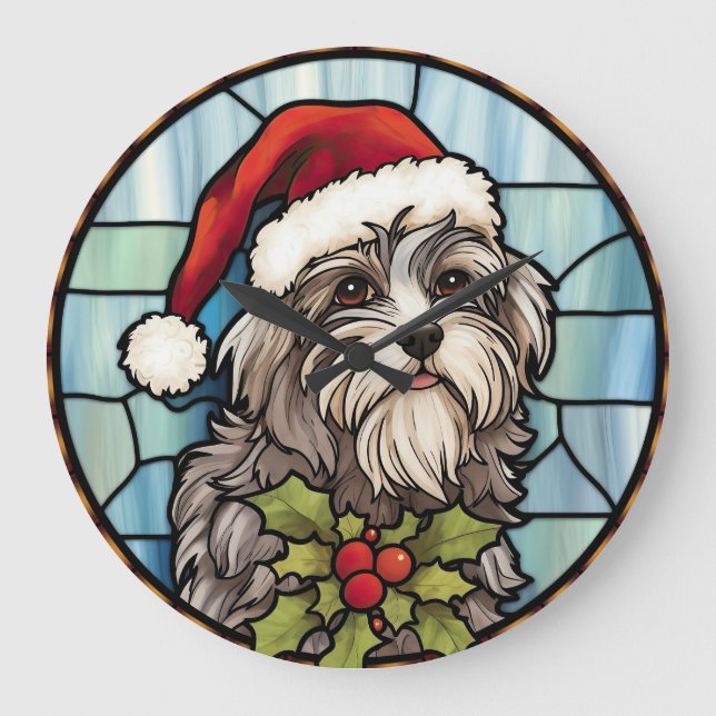 Reloj Redondo Grande Navidades de vidrio templado de Havanese (Anverso)