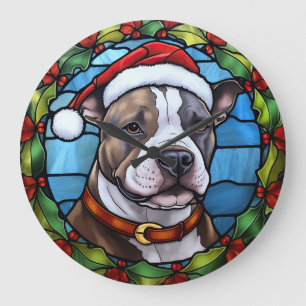 Reloj Redondo Grande Navidades de vidrio templado Staffordshire Bull Te