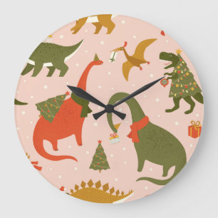 Reloj Redondo Grande Navidades Dino Fiesta: Tree Rex