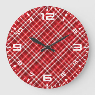 Reloj Redondo Grande Navidades Diseño de Patrón Red Plaid-62667