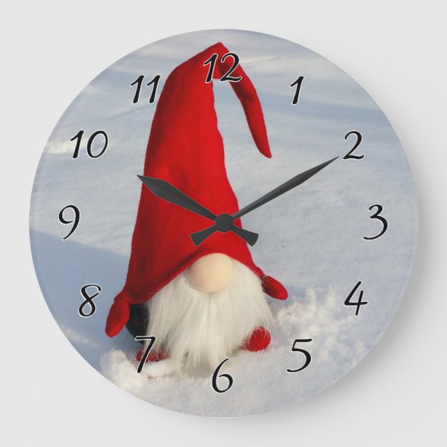 Reloj Redondo Grande Navidades escandinavos Gnome (Anverso)