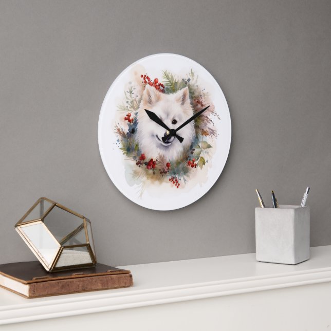 Reloj Redondo Grande Navidades esquimales norteamericanos en la fiesta  (Oficina)