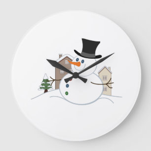 Reloj Redondo Grande Navidades felices Ilustracion Snowman