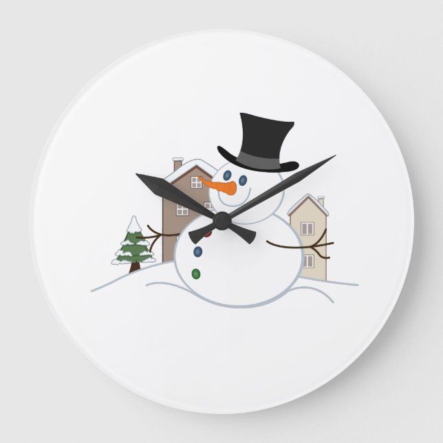 Reloj Redondo Grande Navidades felices Ilustracion Snowman (Anverso)