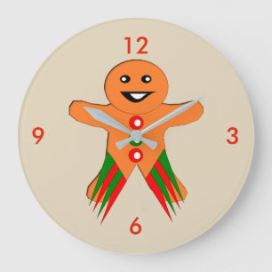 Reloj Redondo Grande Navidades Fiesta Gingerbread Man Wall Clock
