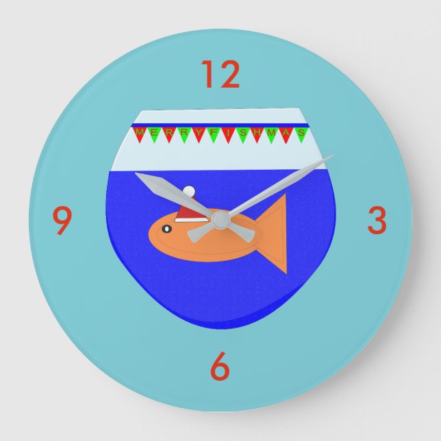 Reloj Redondo Grande Navidades Fiesta Goldfish Wall Clock (Anverso)