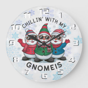 Reloj Redondo Grande Navidades gnomes Navidades caprichosos
