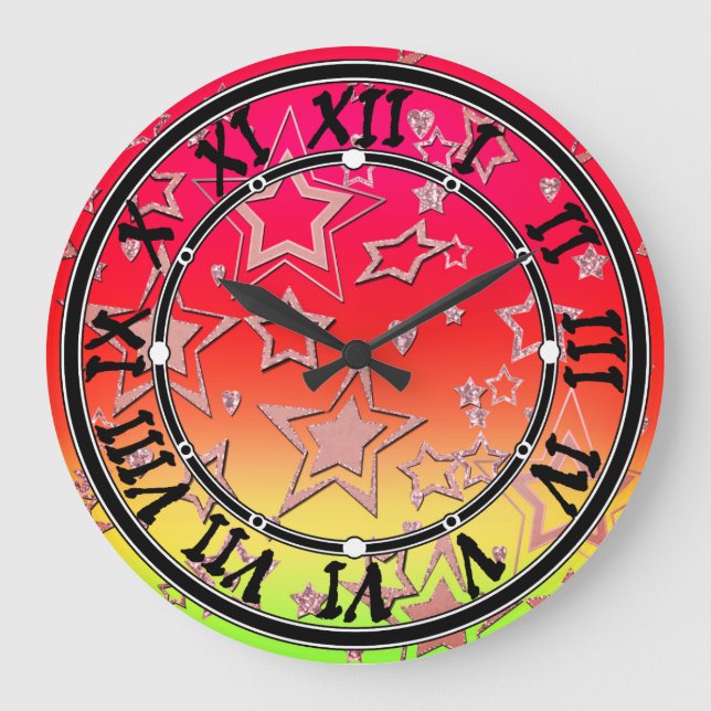 Reloj Redondo Grande Navidades gradiente purpurina brillo confetti estr (Anverso)