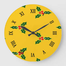 Reloj Redondo Grande Navidades holly on naranja