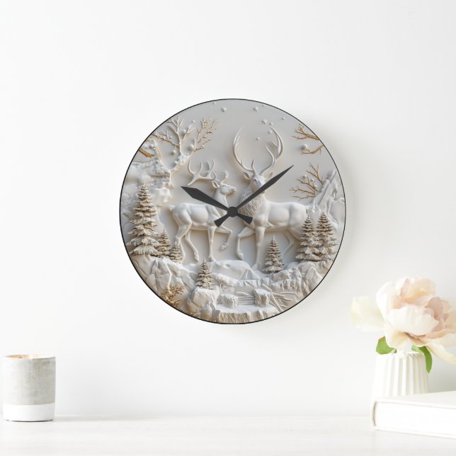 Reloj Redondo Grande Navidades majestuosos decoran renos (Hogar)