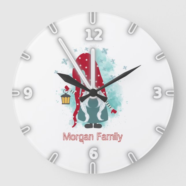 Reloj Redondo Grande Navidades nórdicos de copos de nieve (Anverso)