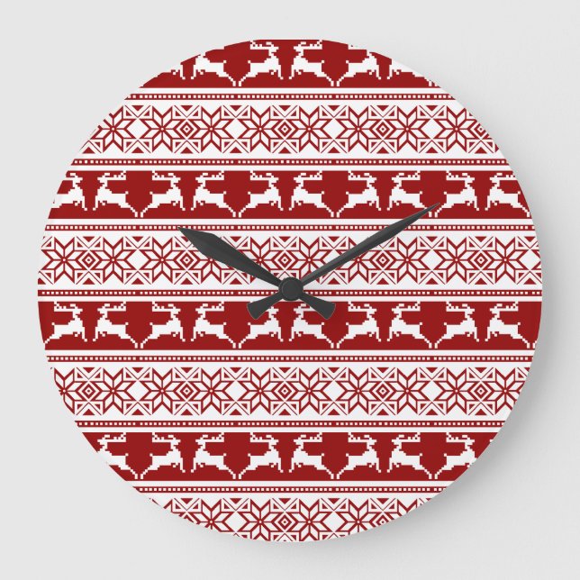 Reloj Redondo Grande Navidades nórdicos renos escandinavos (Anverso)