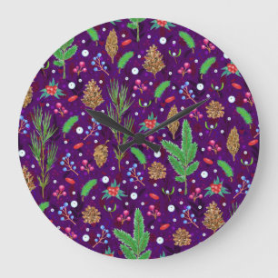 Reloj Redondo Grande Navidades Pine Cones: Festividad sin foco