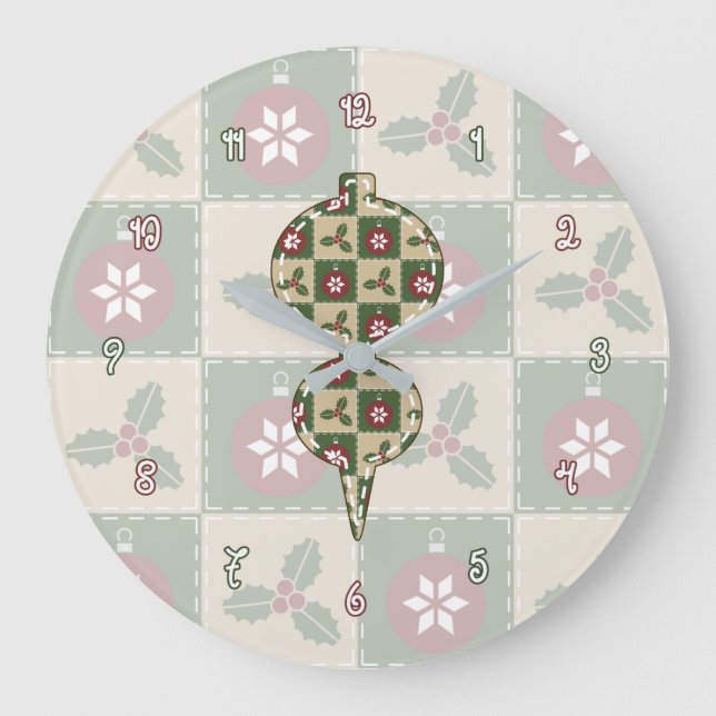 Reloj Redondo Grande Navidades Quilt Clock (Anverso)