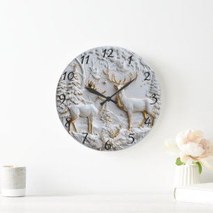 Reloj Redondo Grande Navidades Reindeer Winter Magic