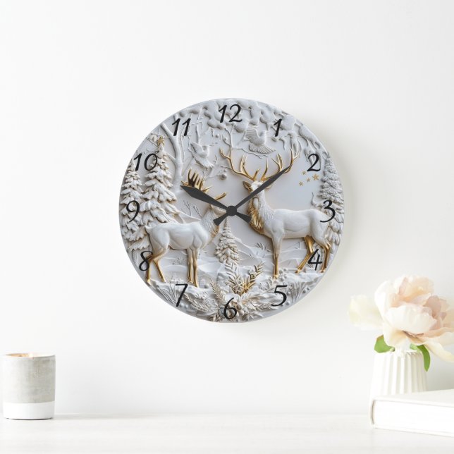 Reloj Redondo Grande Navidades Reindeer Winter Magic (Hogar)